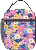 Floral Insulated Lunch Box for Women Men Floral Lunch Bag for Travel, or by cromcu