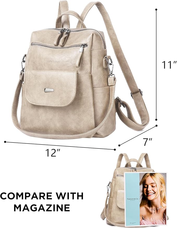 PU Leather Backpack Purse for Women Fashion Multipurpose Design Handbag Ladies - Image 2