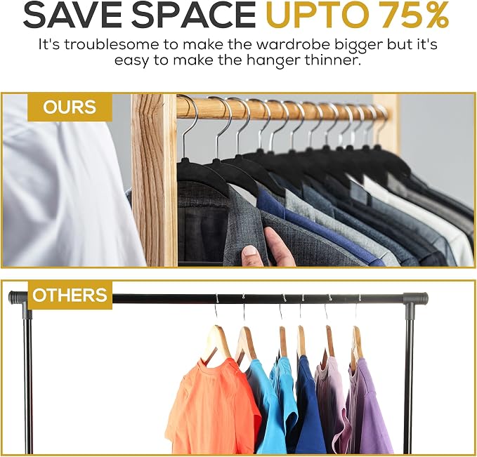 Premium Black Velvet Hangers 30 Pack – Space Saving Felt Hanger, Non Slip - Image 5