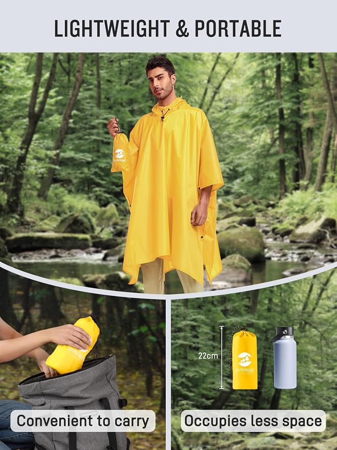 SaphiRose Hooded Rain Poncho Waterproof Raincoat Jacket - Image 5