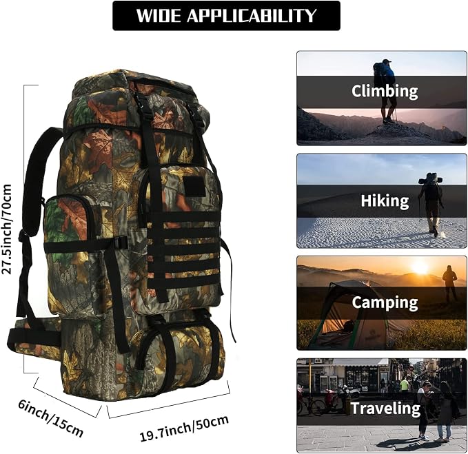 Hiking Backpack for Men 70L/100L Camping Backpack Military Rucksack Molle 3 - Image 4