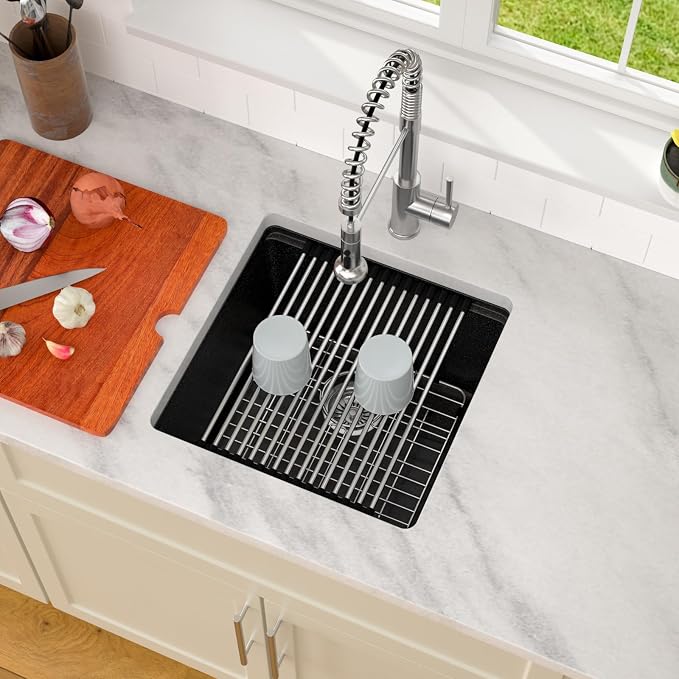 Dcolora 18 In. Wet Bar Sink Granite Composite Undermount Kitchen Sink Black - Image 3