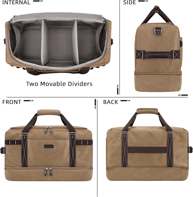 ZOMFELT Travel Duffle Bag for Men, Waterproof Canvas Overnight Duffel Bag - Image 7