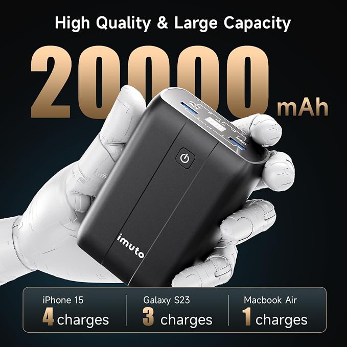 imuto 100w Power Bank, 20000mAh 4-Output Laptop Portable Charger, Fast Charging - Image 4