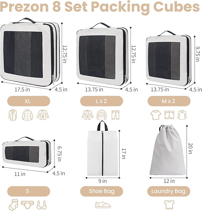 8 Set/6 Set/4 Set Compression Packing Cubes - Image 3