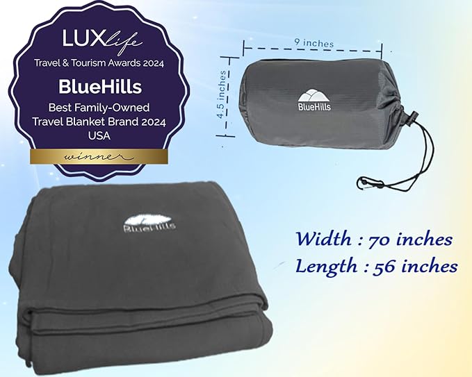 BlueHills Ultra Compact Travel Blanket 2 Pack Large Soft Cozy Portable Blanket - Image 3