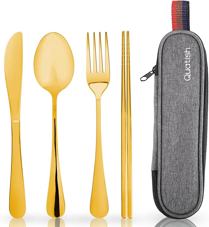 Travel Utensils with Case, Quatish Portable Silverware Set by Quatish
