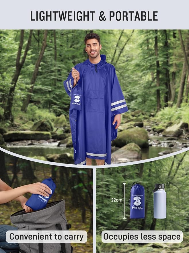 SaphiRose Hooded Rain Poncho Waterproof Raincoat Jacket - Image 5