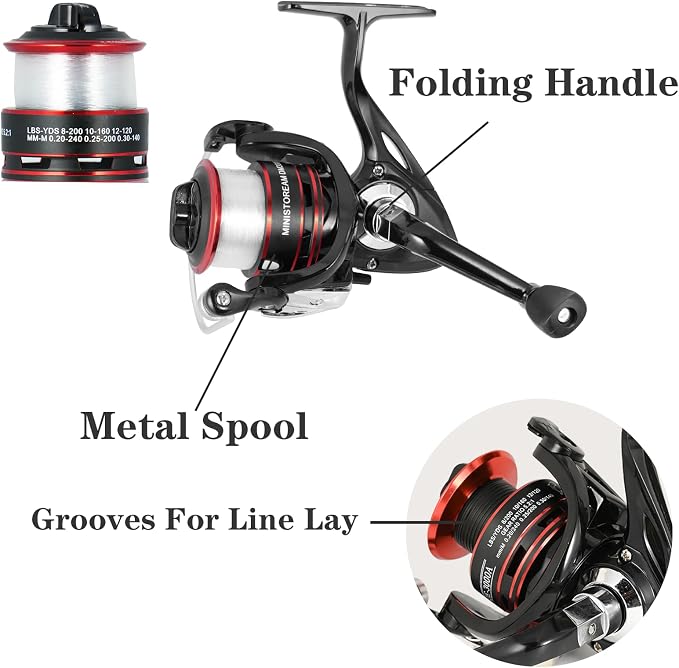 Fishing Pole Combo Set, 2.1m/6.89ft 2PCS Collapsible Rods 2PCS Spinning Reels - Image 2