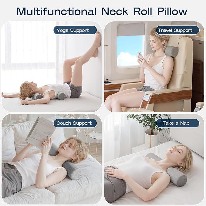 Neck Roll Pillow, Memory Foam Neck Support Pillows, Round Neck Pillows - Image 6