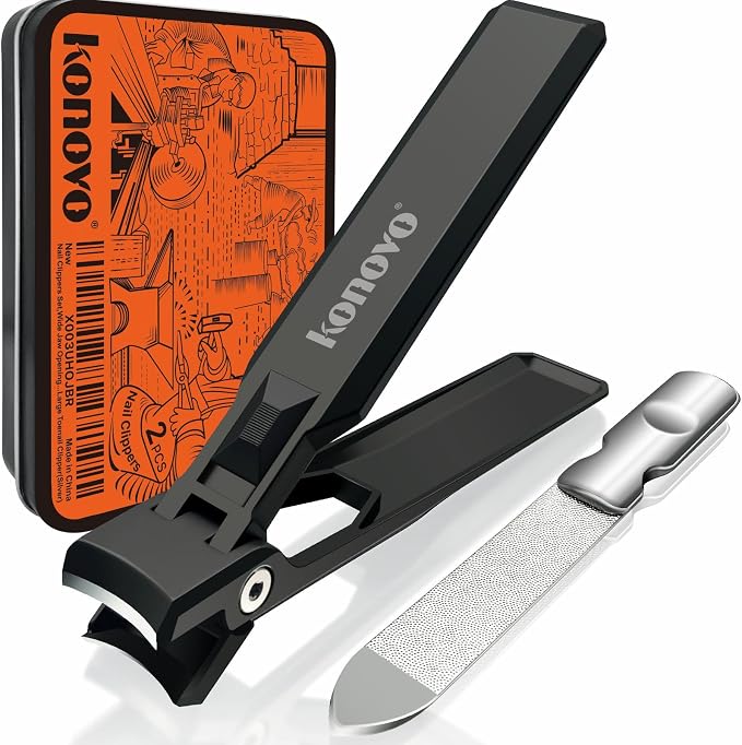 Nail Clippers Set, Ultra Sharp Sturdy Fingernail and Toenail Clipper Cutters by KONOVO