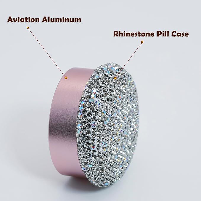 Small Pill Case 3 Compartments, Metal Round Portable Pill Box, Waterproof - Image 3