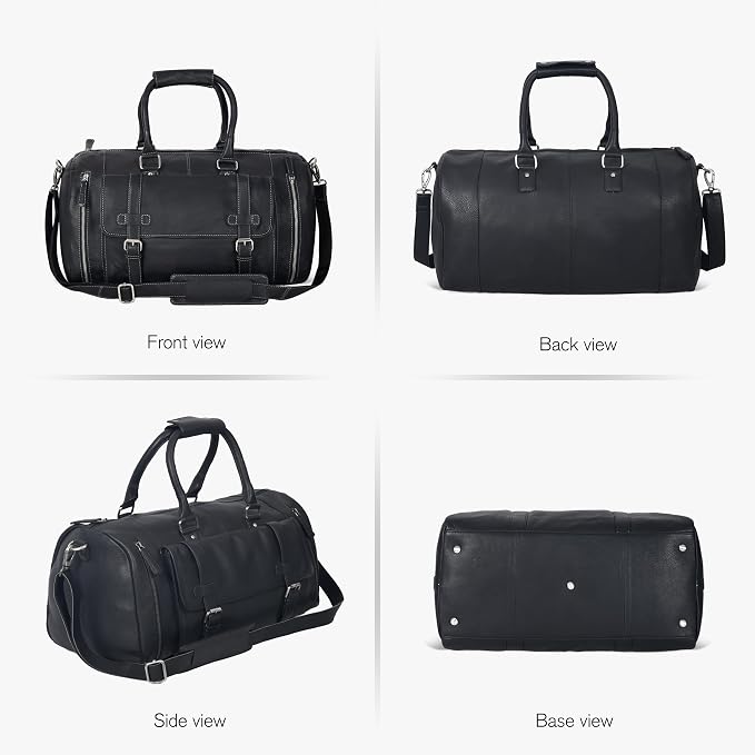 Genuine Leather Duffle Bag for Men | Vintage Weekender Travel Bag | Overnight - Image 6