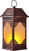 14" Solar Lanterns Outdoor Waterproof, Glass Flickering Flame Solar Lantern by anyperfect