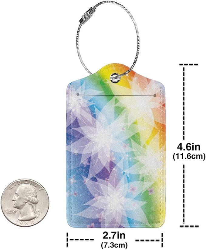 2 Pieces Rainbow Luggage Tags for Women Girls, Beautiful Leather Tags for - Image 5