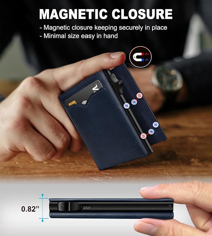 Wallet for Men, with Cash Pocket 2 ID Window 9-13 Cards, Metal Case Smart Slim - Image 3