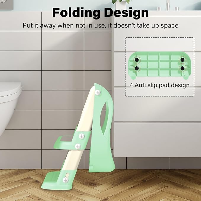 Potty Training Seat with Step Stool Ladder, Adjustable Foldable Potty Seat - Image 5
