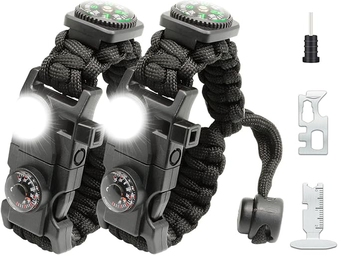 20 in 1 Survival Paracord Bracelet Adjustable Gear Kit by NVioAsport
