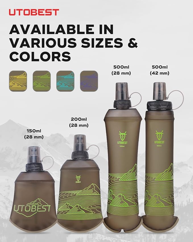 UTOBEST 200ml Soft Flask, 2 Pack Flexible TPU Hydration Water Bottle, - Image 6
