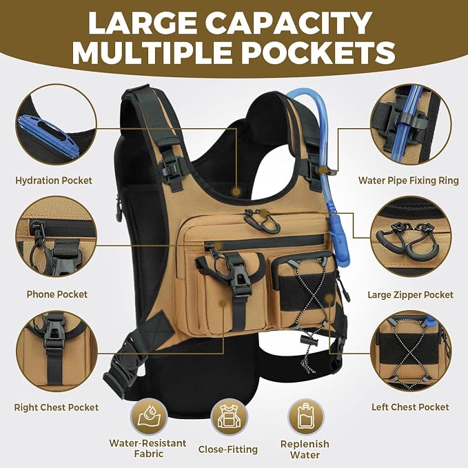 USA Original Patent Running Hydration Vest Backpack, Lightweight Chest Pack - Image 2