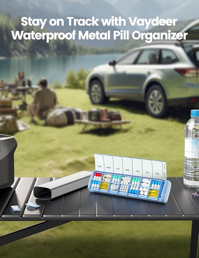 Vaydeer 7 Day Weekly Pill Organizer, Metal Travel Pill Case, Large Capacity - Image 5