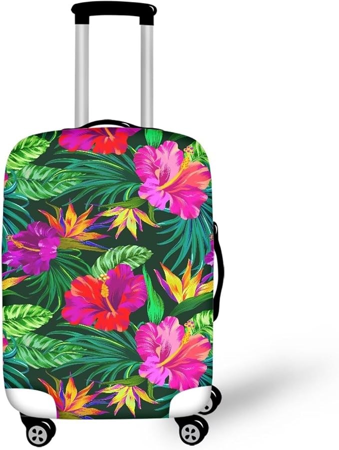 Tropical Floral Leaf Print Suitcase Cover Womens Travel Luggage Protector Cover by Dremagia