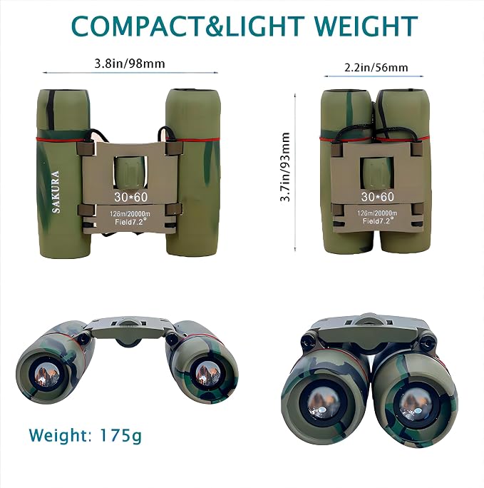 Compact 30x60 Binoculars for Adults and Kids, Foldable Lightweight Easy Focus - Image 3