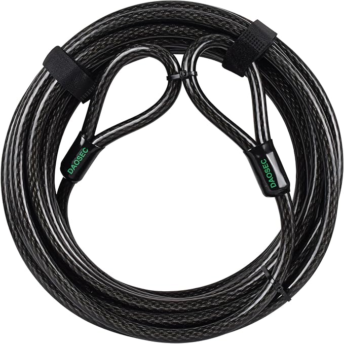 33 ft x 1/2" Heavy Duty Cut-Proof Security Cable | Flexible Vinyl-Coated by DAOSEC