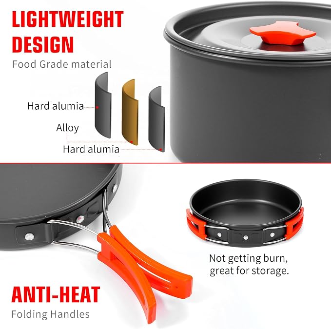 8pcs Camping Cookware Camping Pots and Pans Set - Image 4