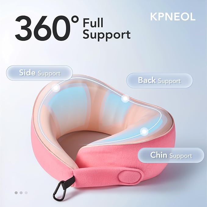 Travel Pillow, 100% Pure Memory Foam Travel Neck Pillow Airplane Neck Support - Image 2