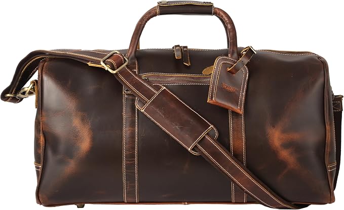 KomalC Leather Duffel Bags for Men and Women Full Grain Leather Travel - Image 7