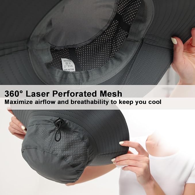 Rosoz Sun Hat for Men Women Boonie Bucket Hat Wide Brim Breathable Cooling - Image 4