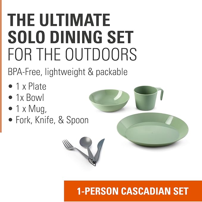 GSI Outdoors Cascadian 1 Person Table Set I 6-Piece Camping, Backpacking Mess - Image 2