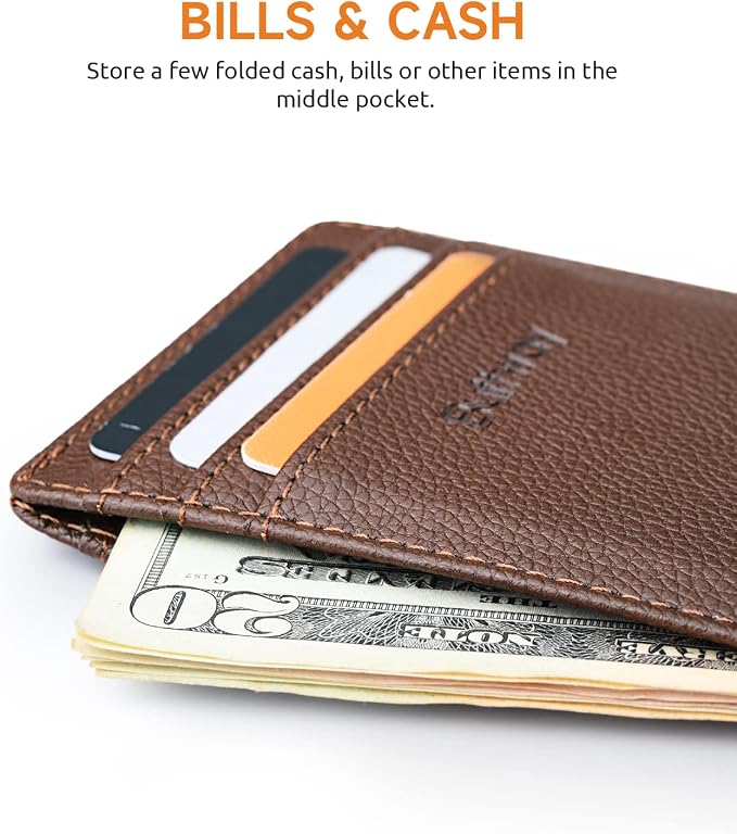 Buffway Mens Slim Wallet, Minimalist Thin Front Pocket Leather Credit Card - Image 5