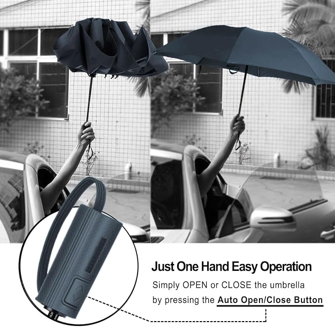 LANBRELLA Compact Reverse Folding Umbrella Auto Windproof Travel Umbrella - Image 5