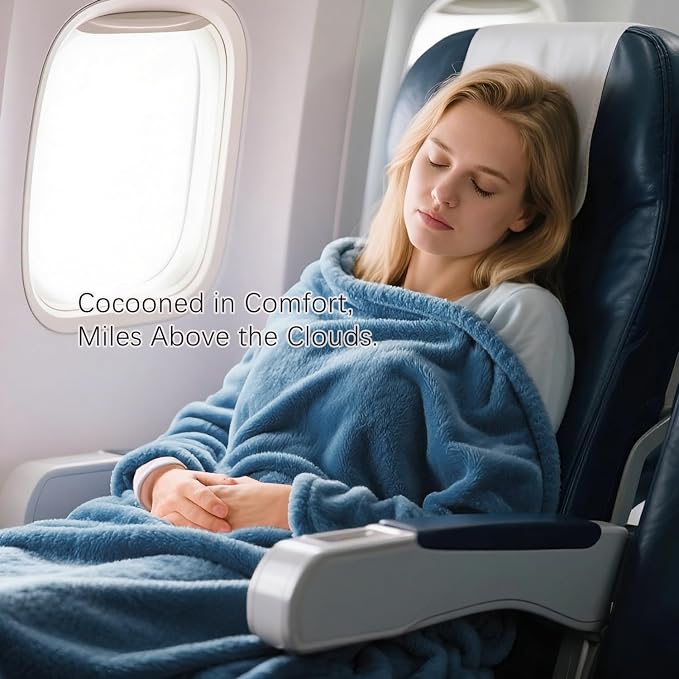 Melissa Large Travel Blanket and Inflatable Pillow Set - Image 2