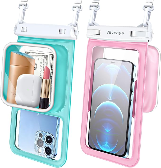Niveaya [Floatable Floating Waterproof Phone Pouch 2 Pack-Up to 8.5", Large by Niveaya
