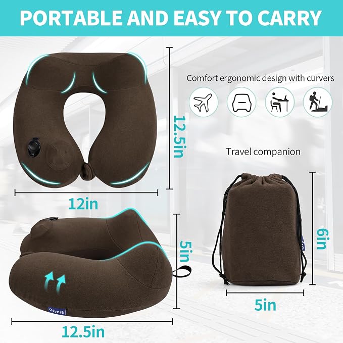 2 Pack Inflatable Travel Neck Pillows - Image 2