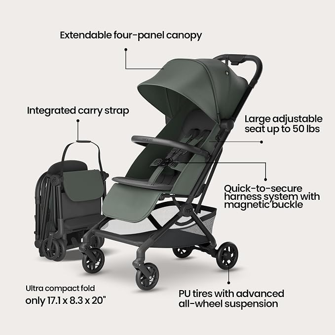 Mompush Velo Lightweight Travel Stroller – One-Hand Fold, Ultra-Compact & - Image 3