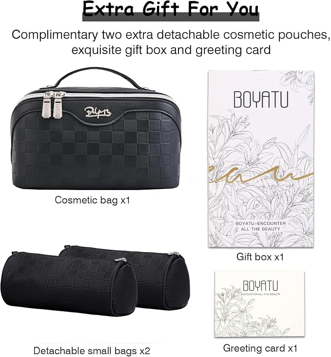 BOYATU Travel Makeup Bag Organizer Cosmetic Bag: 3 Pcs Set Make up Bags - Image 5