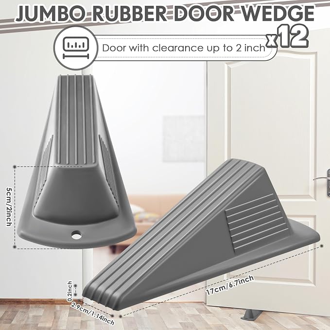 Frienda 12 Pcs Jumbo Door Stoppers Heavy Duty Door Stopper Tall up to 2inch - Image 2