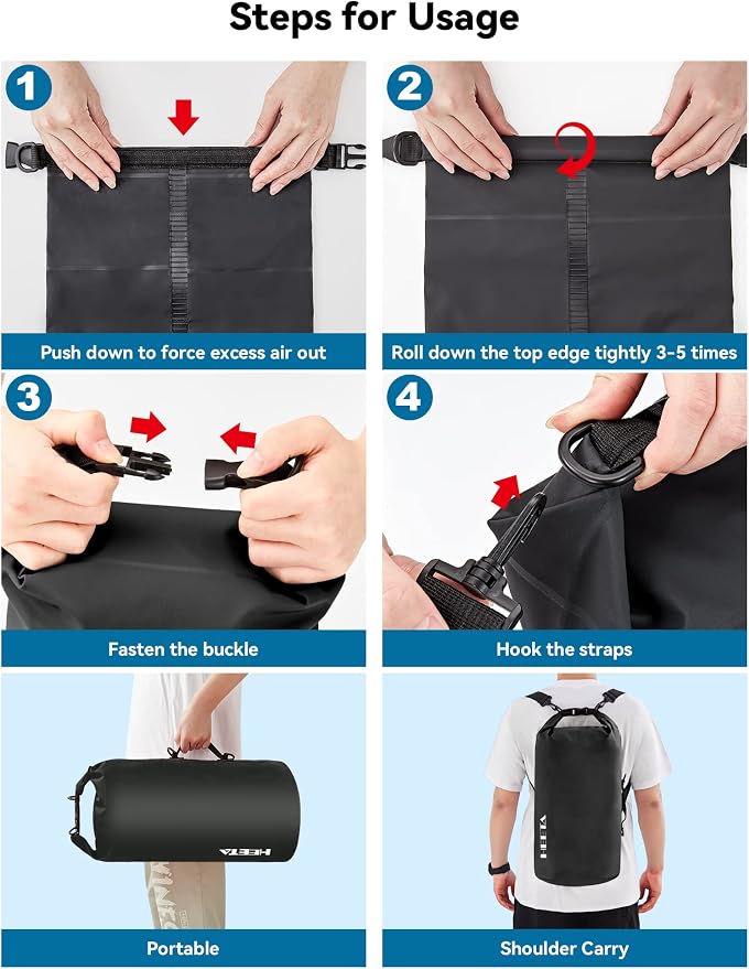 HEETA Waterproof Dry Bag for Women Men 5L/10L/20L/30L/40L Roll Top Lightweight - Image 4