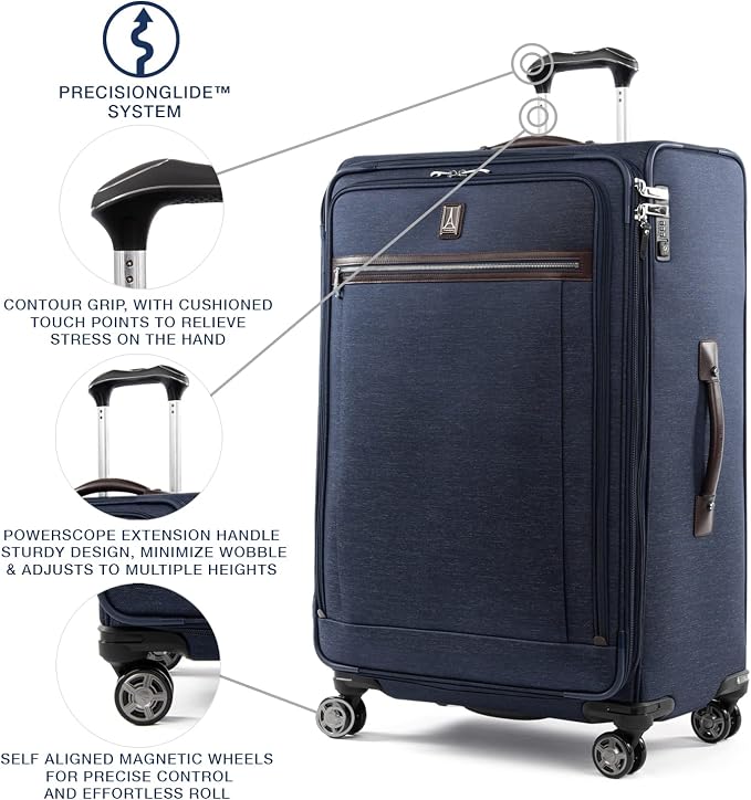 Travelpro Platinum Elite Softside Expandable Checked Luggage, 8 Wheel Spinner - Image 2