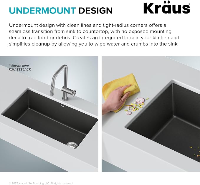 KRAUS Forteza 32-inch Granite Undermount Single Bowl White Kitchen Sink - Image 4