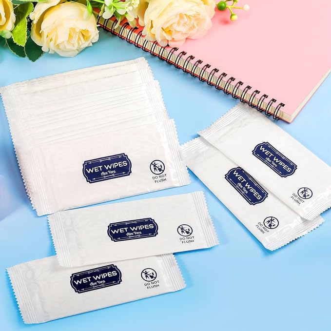 200 Pcs Wet Wipes Individually Wrapped, Aloe Vera Hand Wipe, Disposable Skin - Image 5
