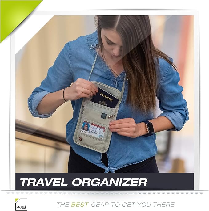 Lewis N. Clark RFID Blocking Stash Neck Wallet, Travel Pouch + Passport Holder - Image 7