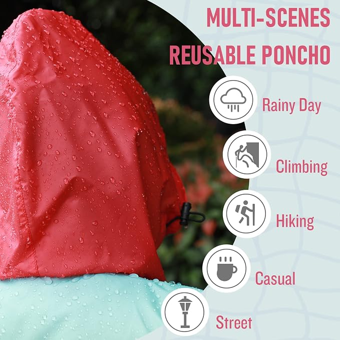 SaphiRose Rain Poncho Jacket Coat Hooded - Image 5