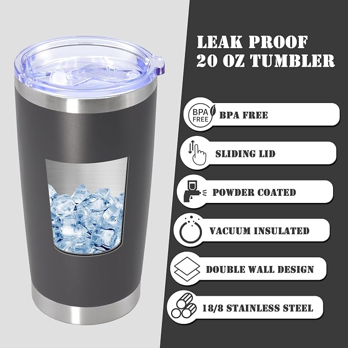 20 oz Tumbler with lid Double Wall Vacuum Insulated Tumblers Stainless Steel - Image 3