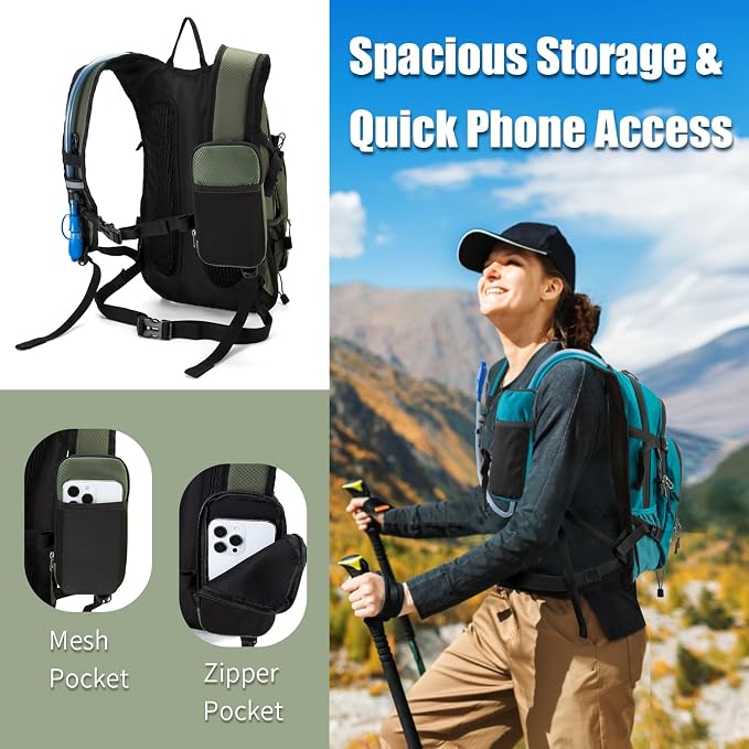 Hydration Backpack Pack with 2L Water Bladder 18L Hiking Backpack Women Men - Image 4
