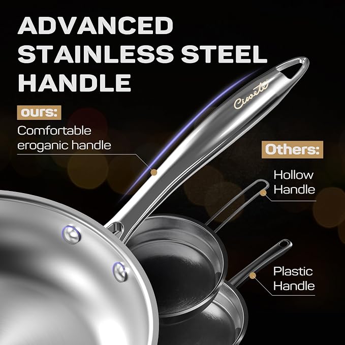 Tri-Ply Stainless Steel Pots and Pans Set 11-PC, 18/10 Stainless Steel - Image 3